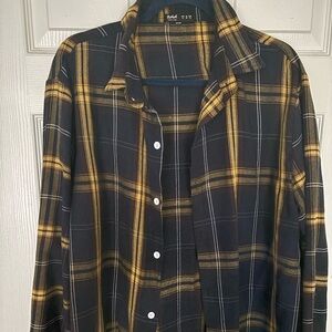 ROMWE Black and Yellow Plaid Men's Shirt